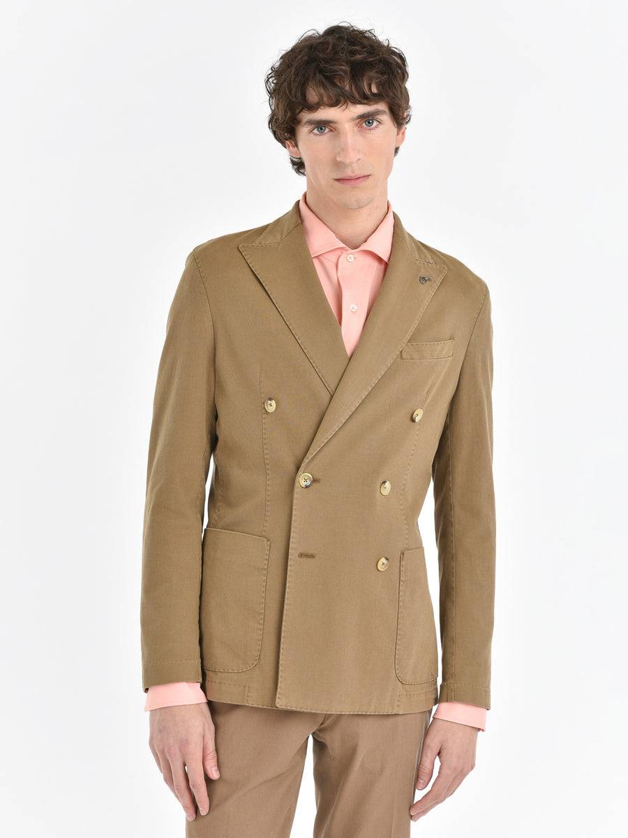 Paoloni Giacca Doppiopetto Misto Cotone Stretch