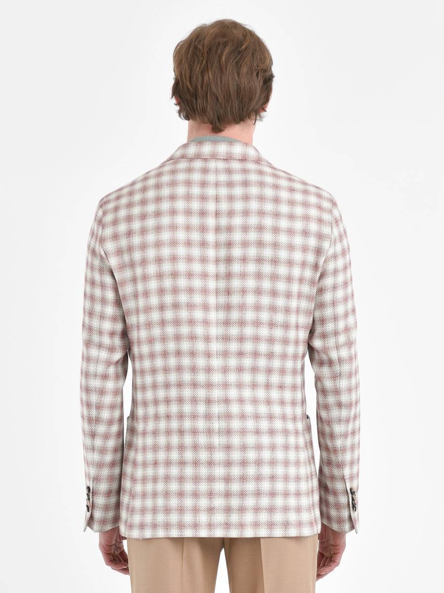 Paoloni Giacca Slim Check Cotone Lino Delavè