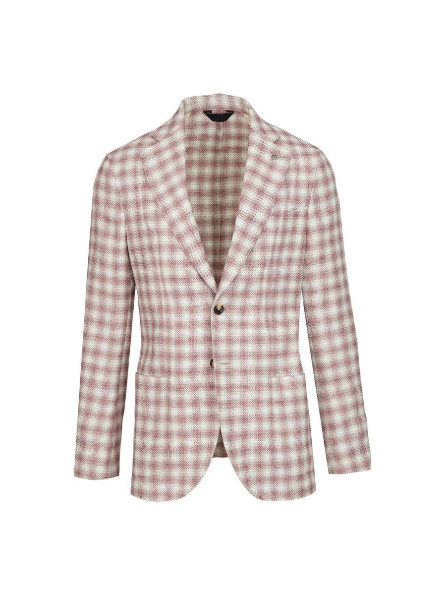 Paoloni Giacca slim check cotone lino delavè