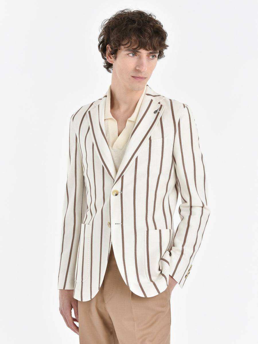 Paoloni Giacca Slim Jersey Armaturato Gessato