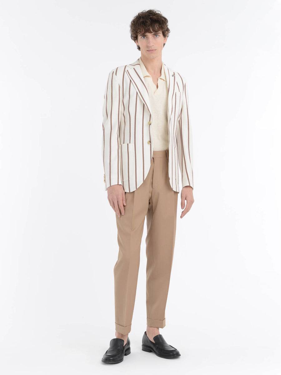 Paoloni Giacca Slim Jersey Armaturato Gessato