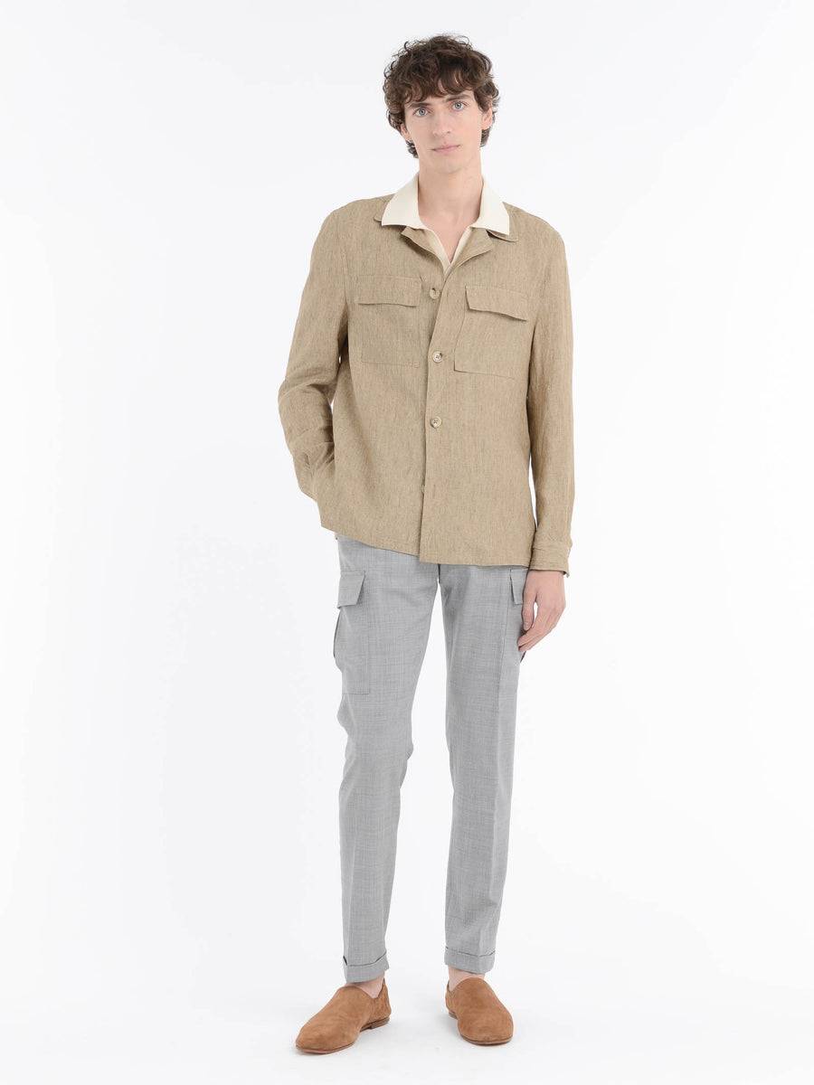 Paoloni Pantalone Cargo Tela Di Lana Stretch