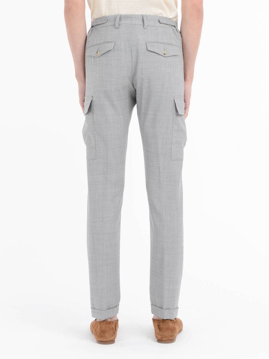 Paoloni Pantalone Cargo Tela Di Lana Stretch