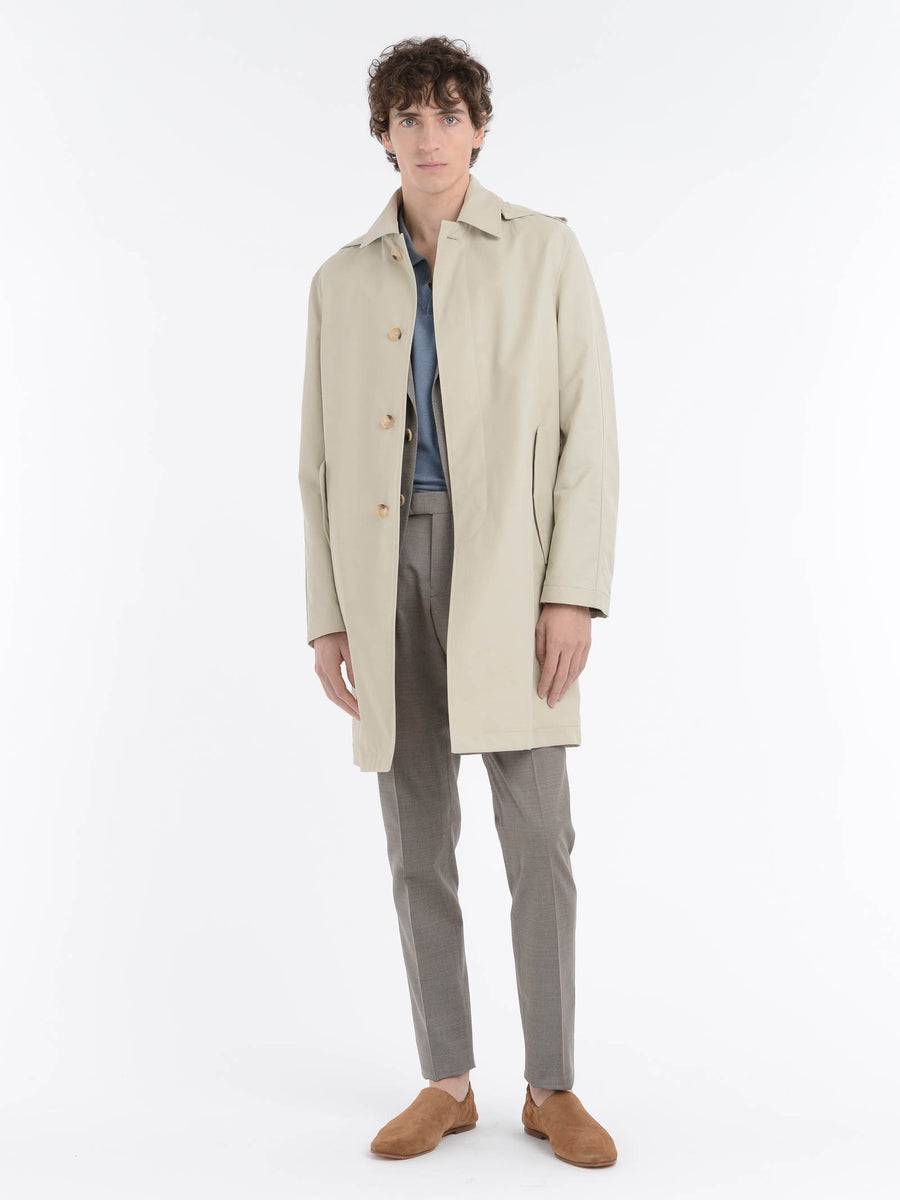 Paoloni Trench Sfoderato Gabardina Tecnica Misto Cotone