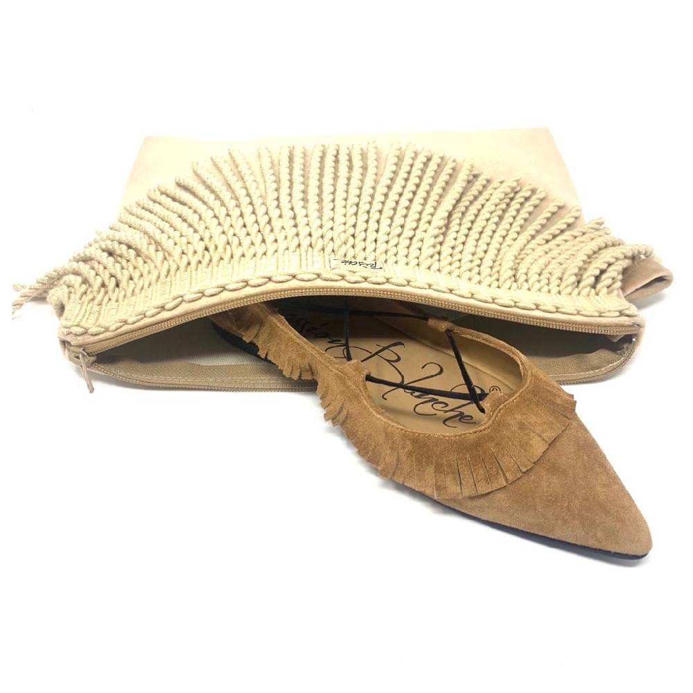 Passion Blanche Brigitte Scamosciata Cammello Frangia