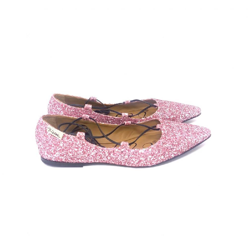 Passion Blanche Flat Shoes SILVIA BERRI “autografata” Glitter Rosa