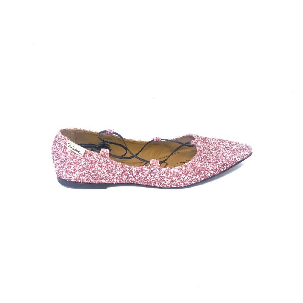 Passion Blanche Flat Shoes SILVIA BERRI “autografata” Glitter Rosa