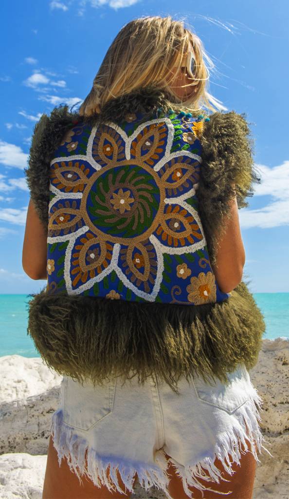 Passion Blanche GILET INDIA MONGOLIA VERDE MILITARE