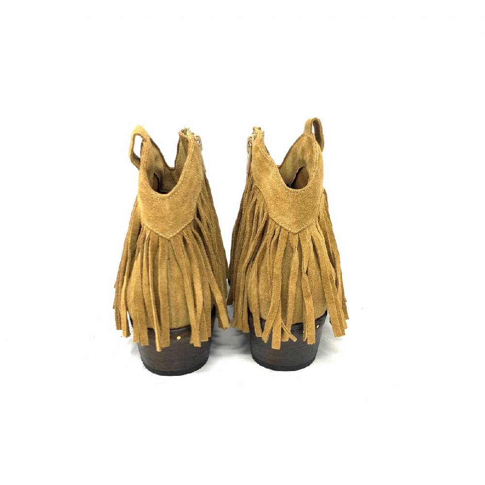 Passion Blanche Texano Basso Frangia Crosta Cammello Suola Cuoio