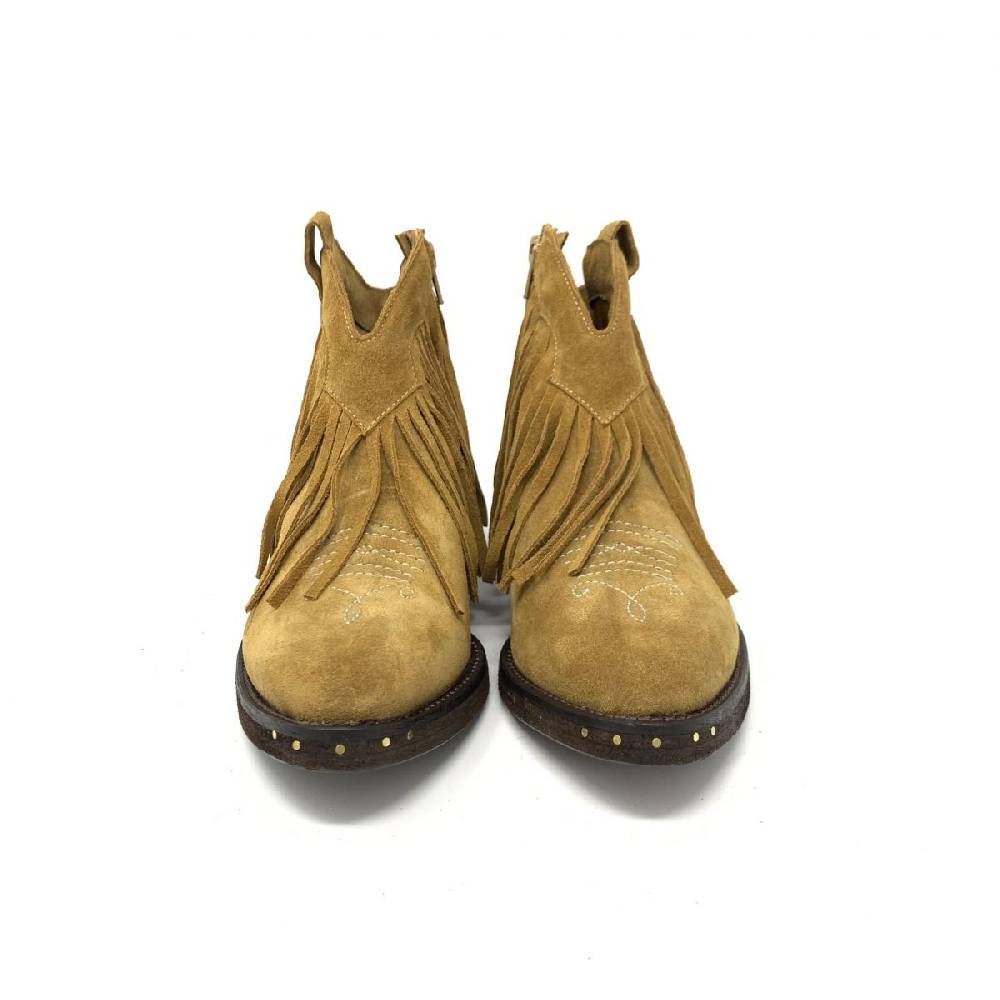 Passion Blanche Texano Basso Frangia Crosta Cammello Suola Cuoio