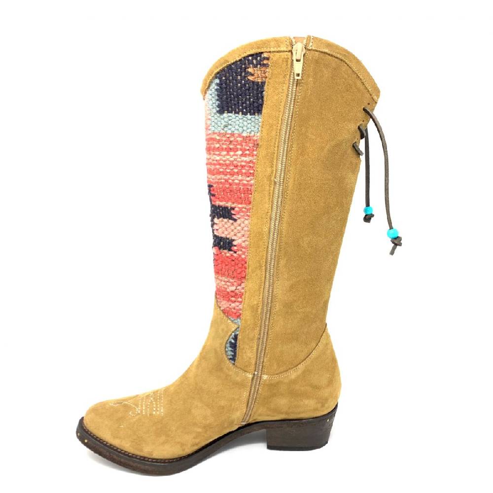 Passion Blanche Texano Crosta Cammello E Kilim Suola Cuoio