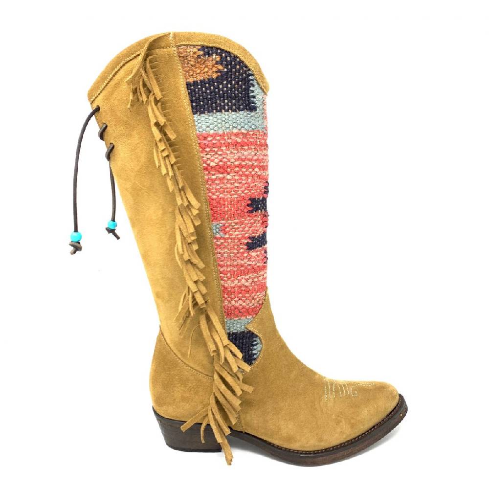 Passion Blanche Texano crosta cammello e kilim Suola cuoio