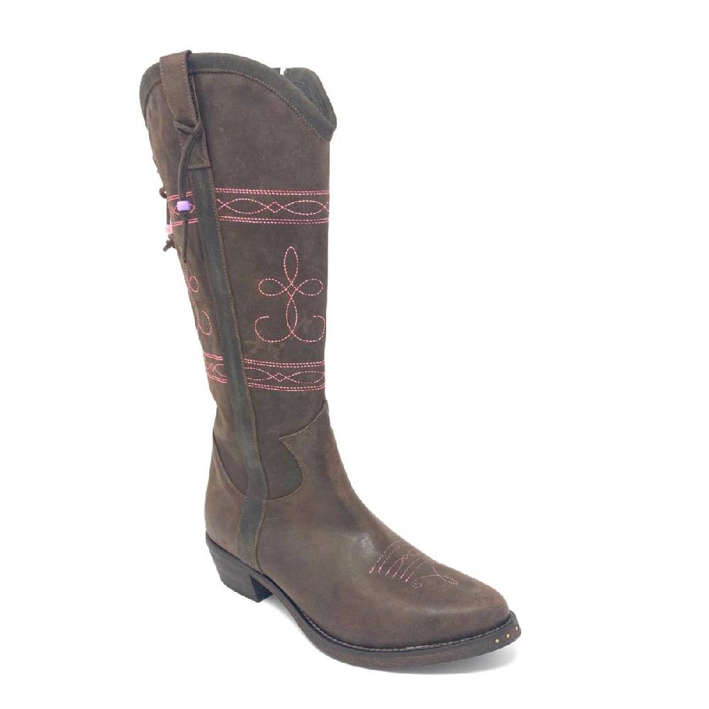 Passion Blanche Texano Flowers Pelle T.moro + Ricamo Rosa Suola In Cuoio