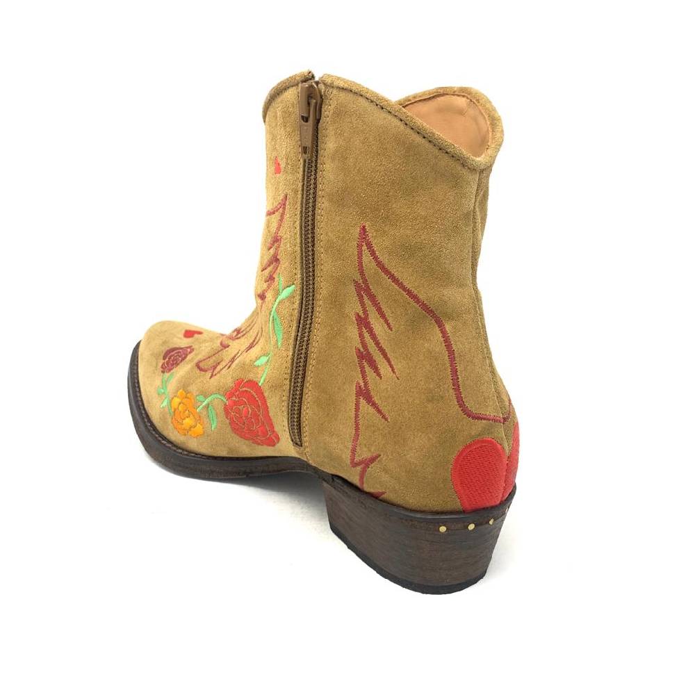 Passion Blanche Texano Scamosciato Cammello + Ricamo Aquila