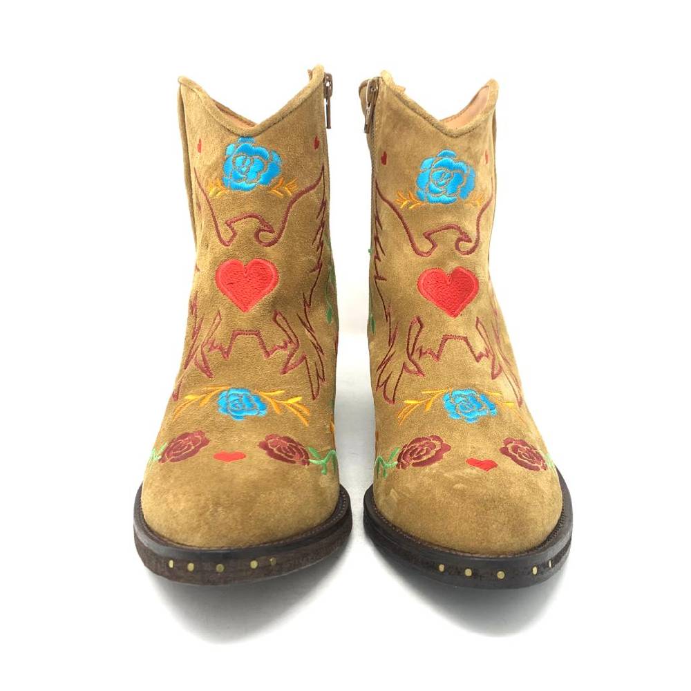 Passion Blanche Texano Scamosciato Cammello + Ricamo Aquila