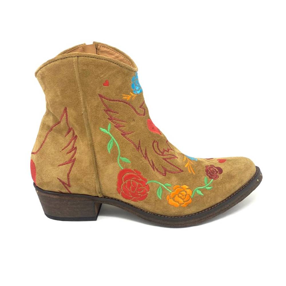 Passion Blanche Texano Scamosciato Cammello + Ricamo Aquila