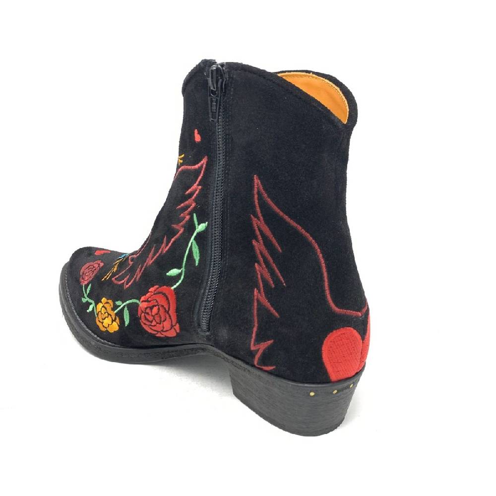 Passion Blanche Texano Scamosciato Nero + Ricamo Aquila