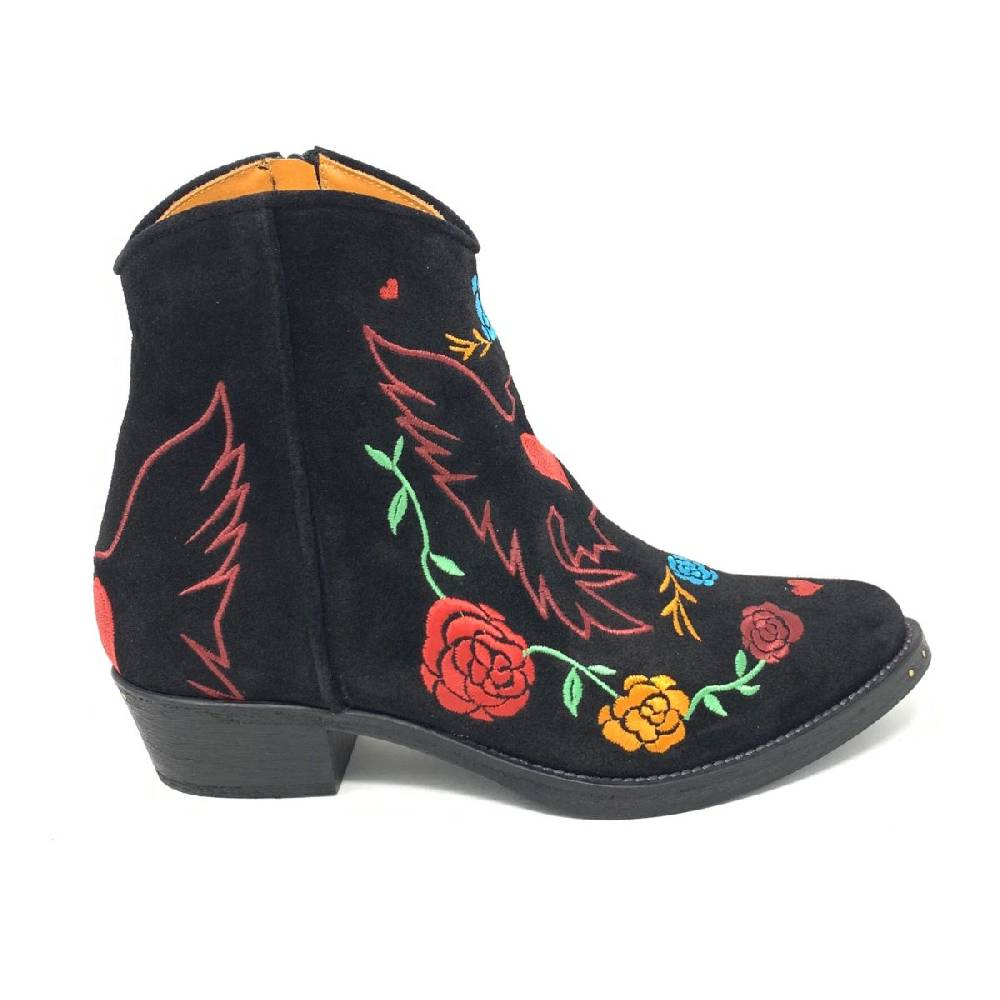 Passion Blanche Texano Scamosciato Nero + Ricamo Aquila