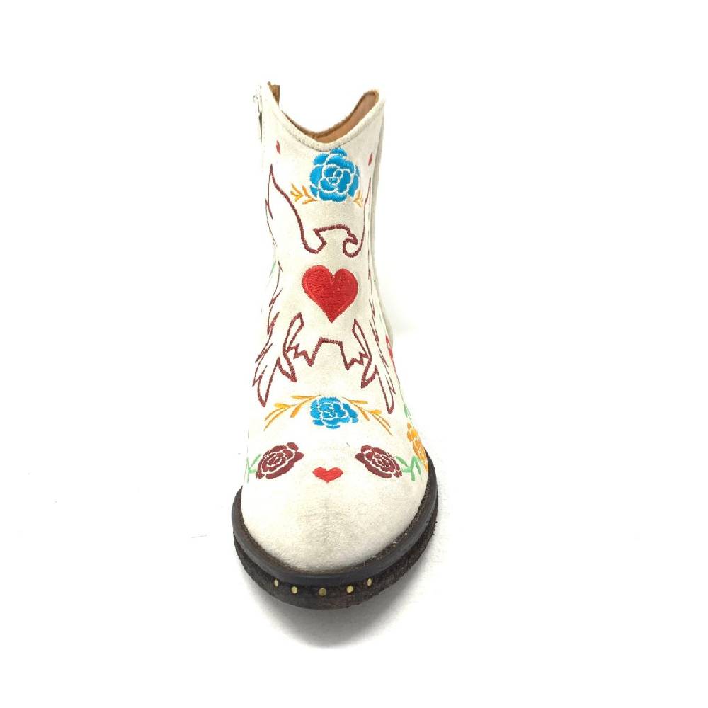 Passion Blanche Texano Scamosciato Panna + Ricamo Aquila