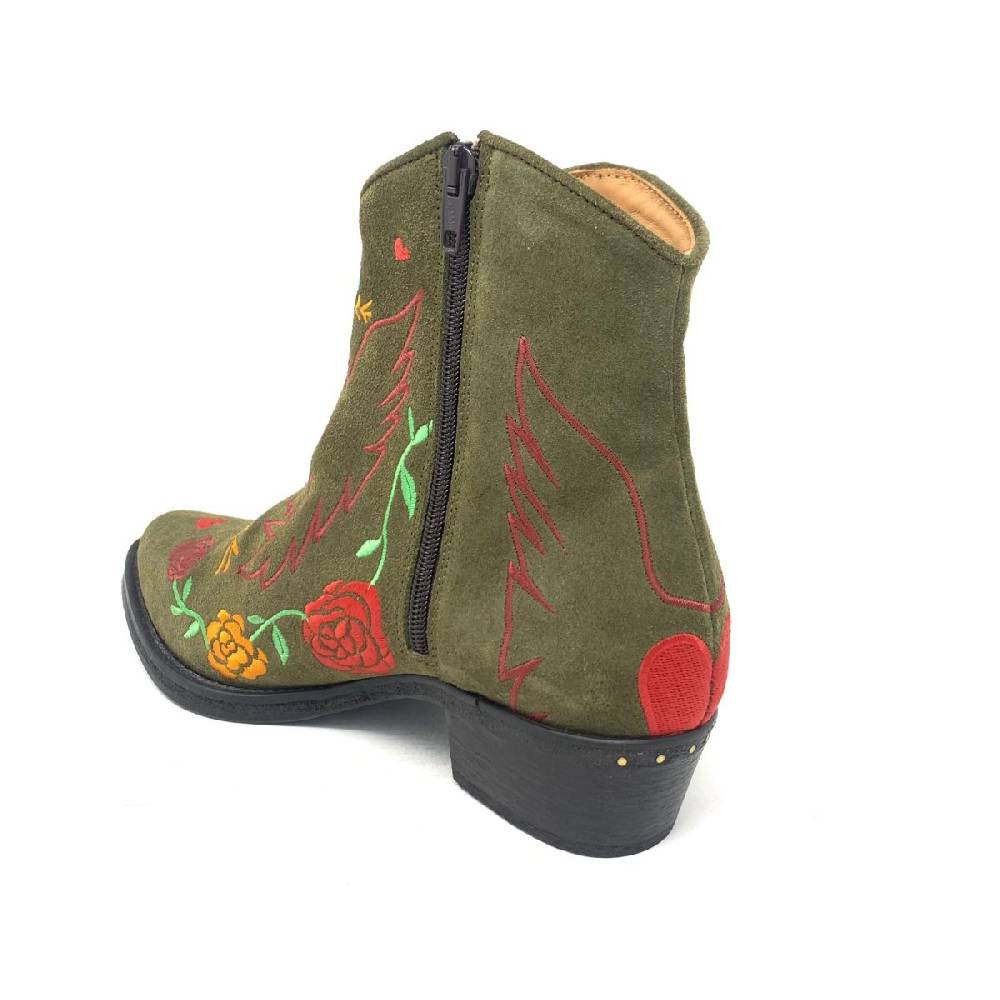 Passion Blanche Texano Scamosciato Verde Militare + Ricamo Aquila