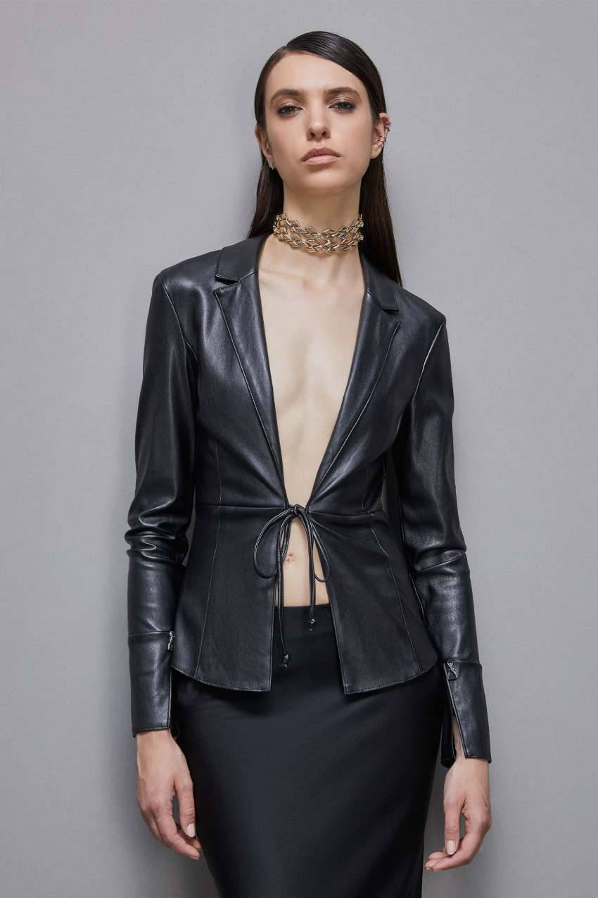 Patrizia Pepe Overshirt Giacca Camicia Effetto Pelle