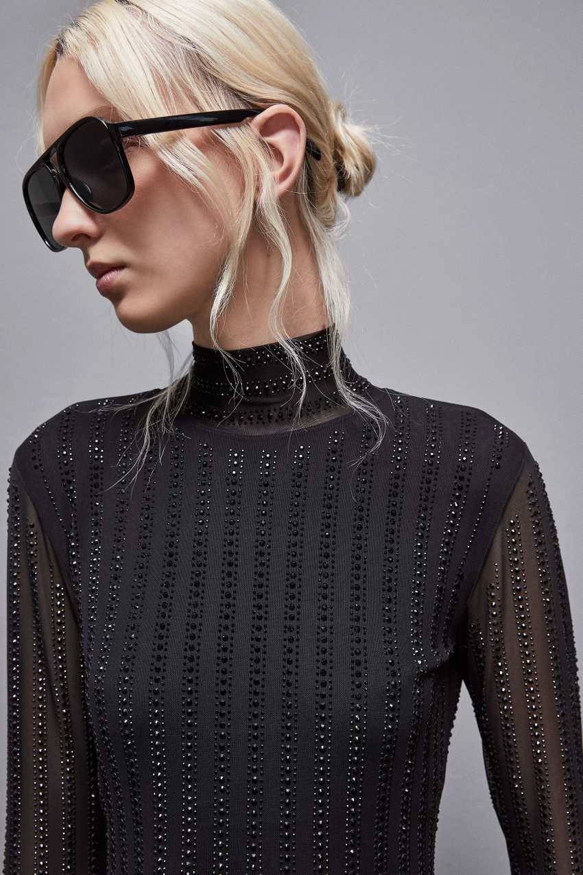 Patrizia Pepe Abito Maniche Lunghe Con Strass