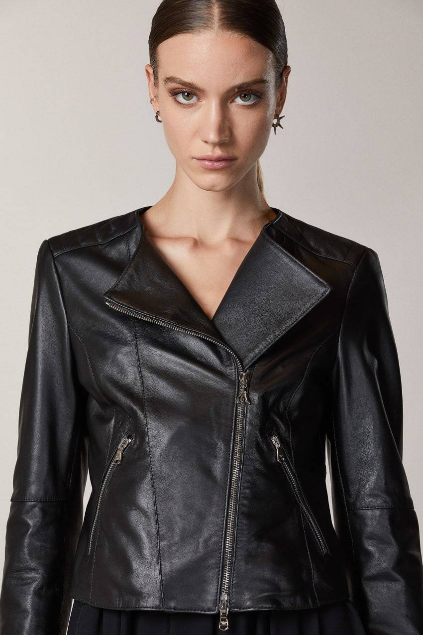 Patrizia Pepe Biker In Pelle Con Impunture