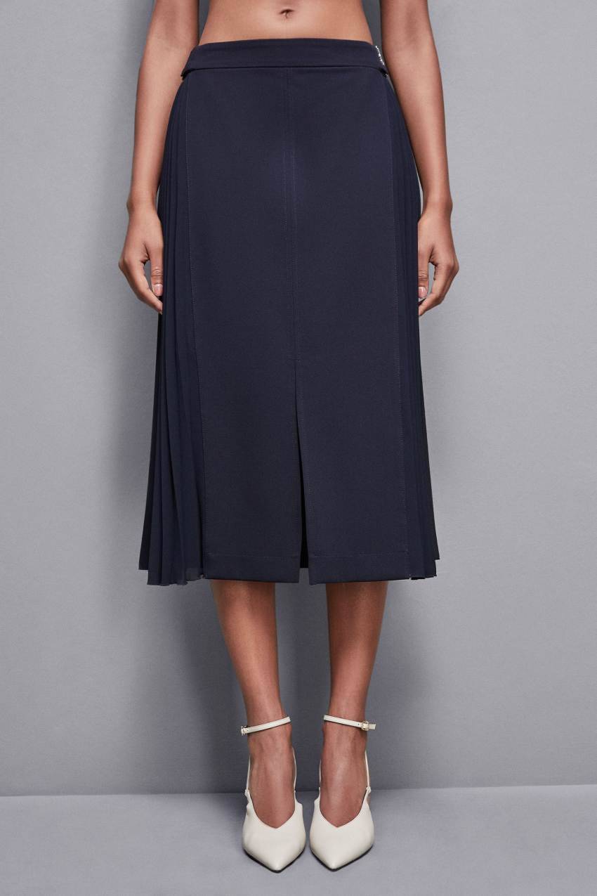 Patrizia Pepe Gonna Midi Vita Alta In Gabardina