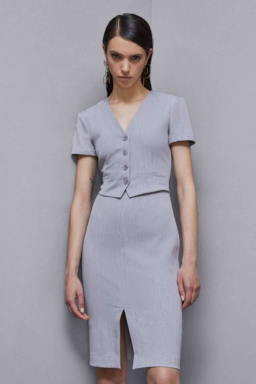 Patrizia Pepe Midi Abito Smanicato In Poly Viscosa