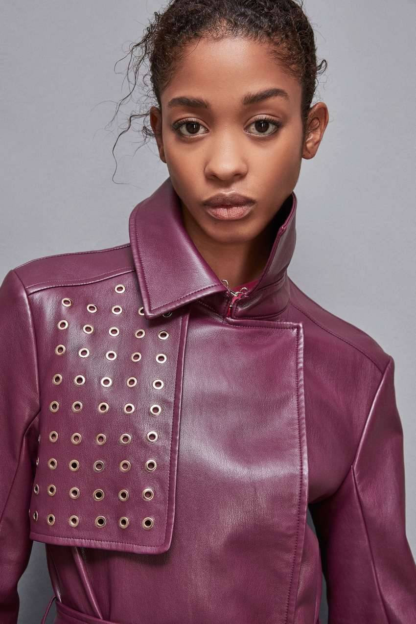 Patrizia Pepe Trench Lungo In Ecopelle Con Zip