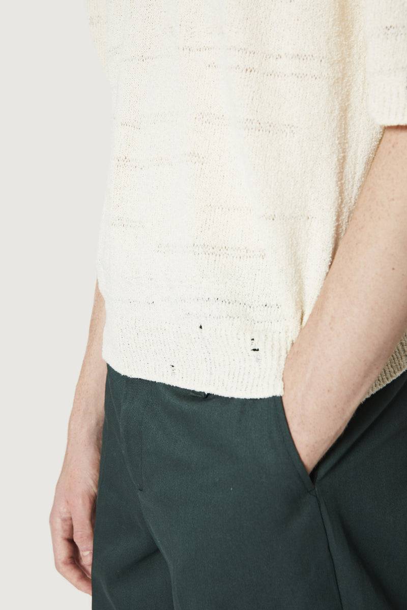 Paura ADAM KNIT POLO SHIRT OFF WHITE