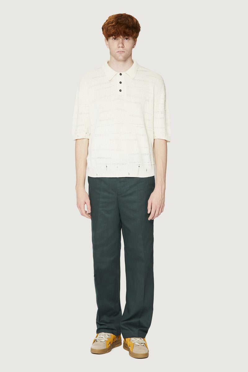 Paura ADAM KNIT POLO SHIRT OFF WHITE