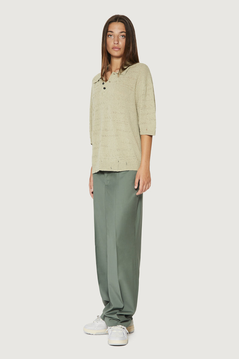 Paura ADAM KNIT POLO SHIRT SAGE