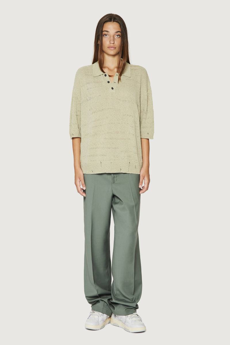 Paura ADAM KNIT POLO SHIRT SAGE