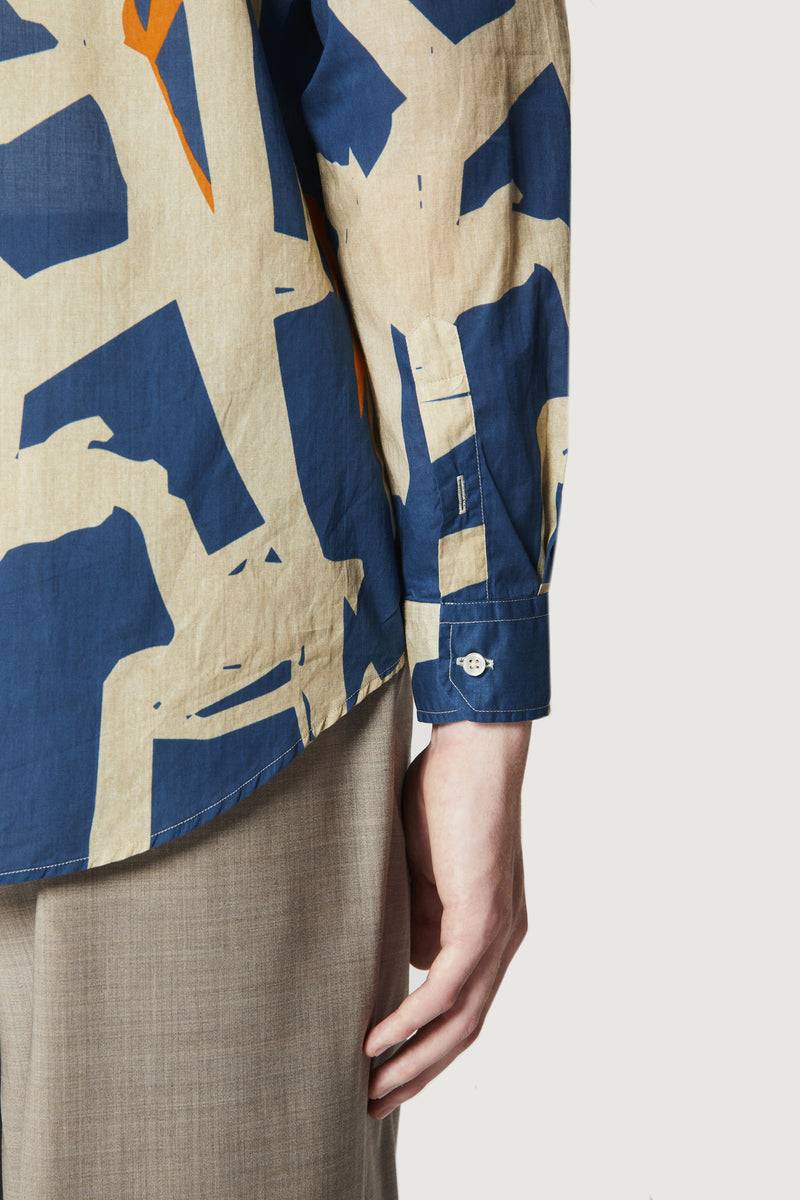 Paura BRUCE OVERSIZED SHIRT MODULO BLUE