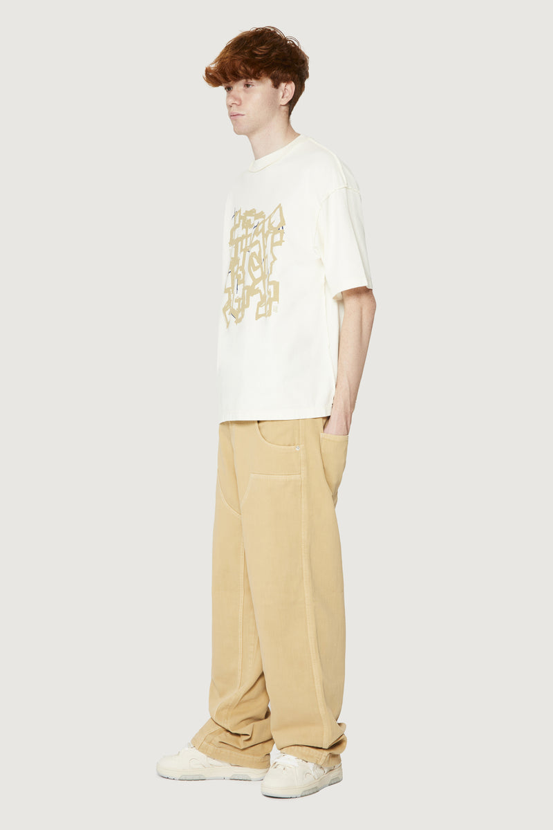 Paura COSTA OVERSIZED T-SHIRT MODULO OFF-WHITE