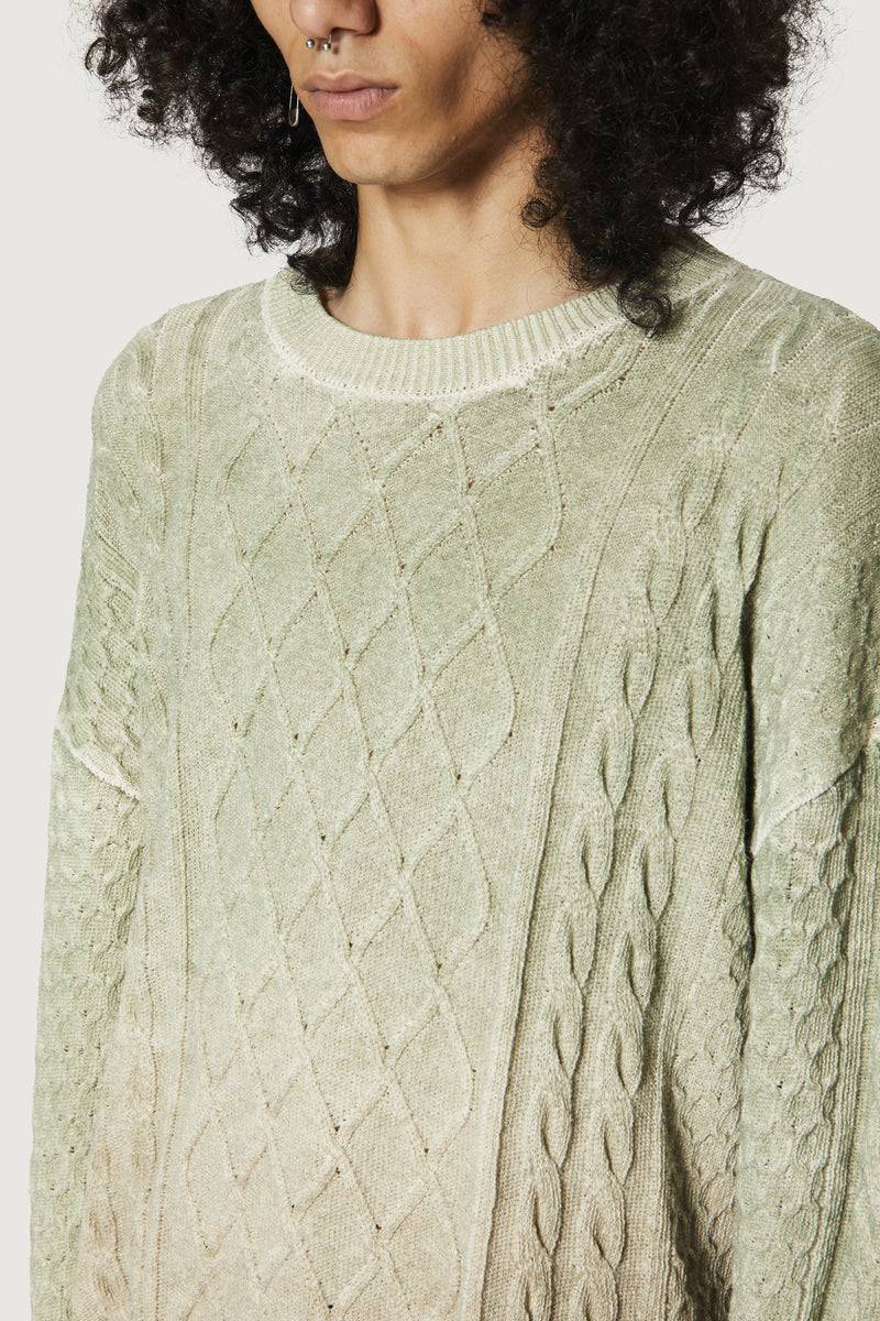 Paura DEREK SWEATER GREEN/BEIGE