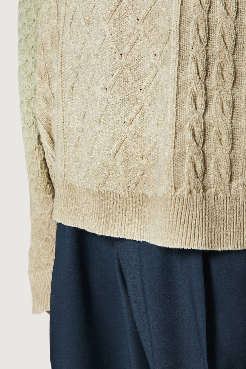 Paura DEREK SWEATER GREEN/BEIGE