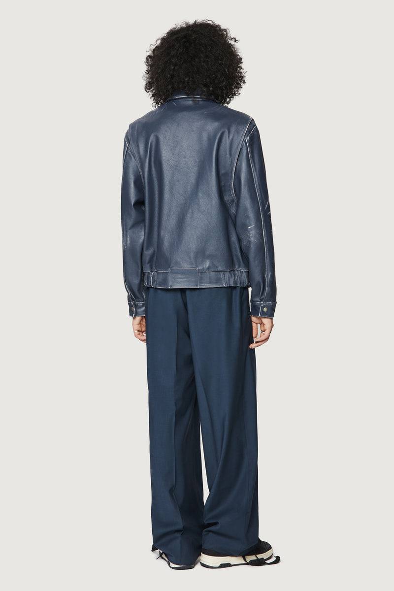 Paura EFREM LEATHER JACKET BLUE