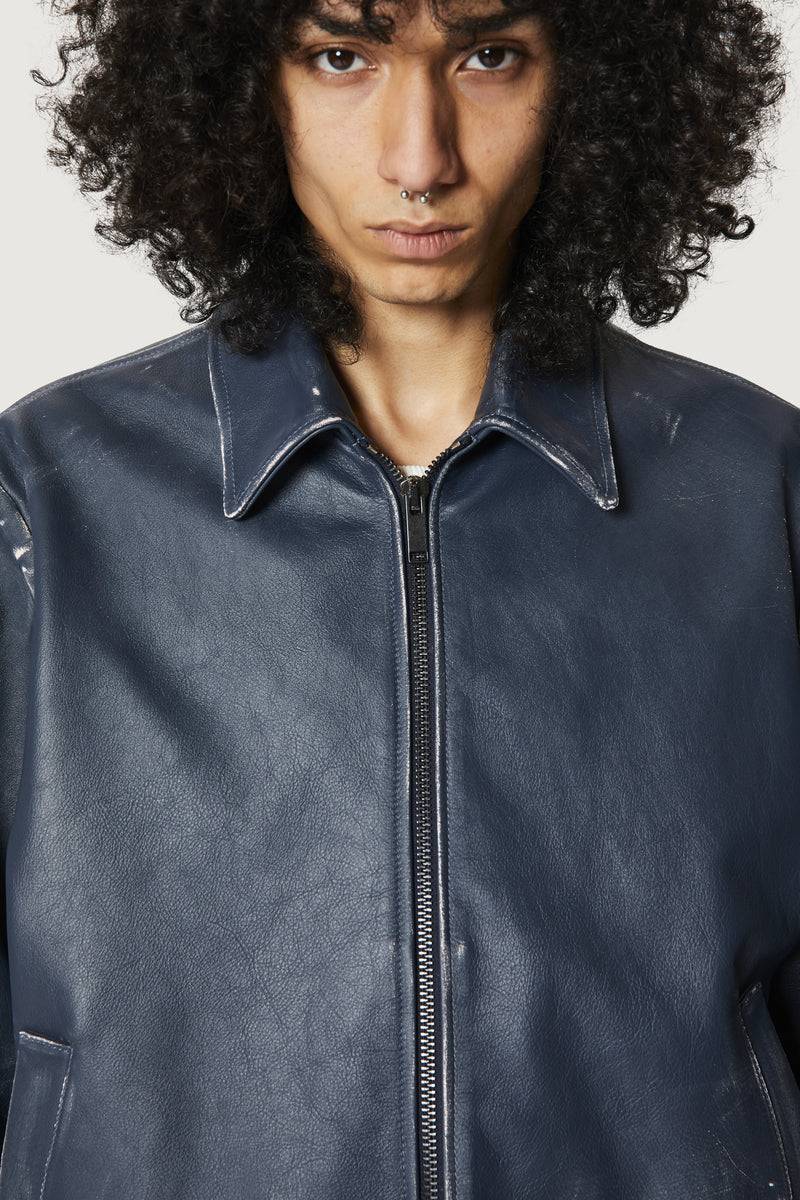 Paura EFREM LEATHER JACKET BLUE