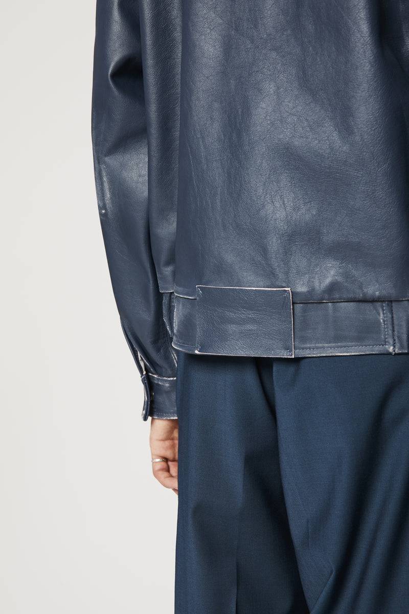 Paura EFREM LEATHER JACKET BLUE