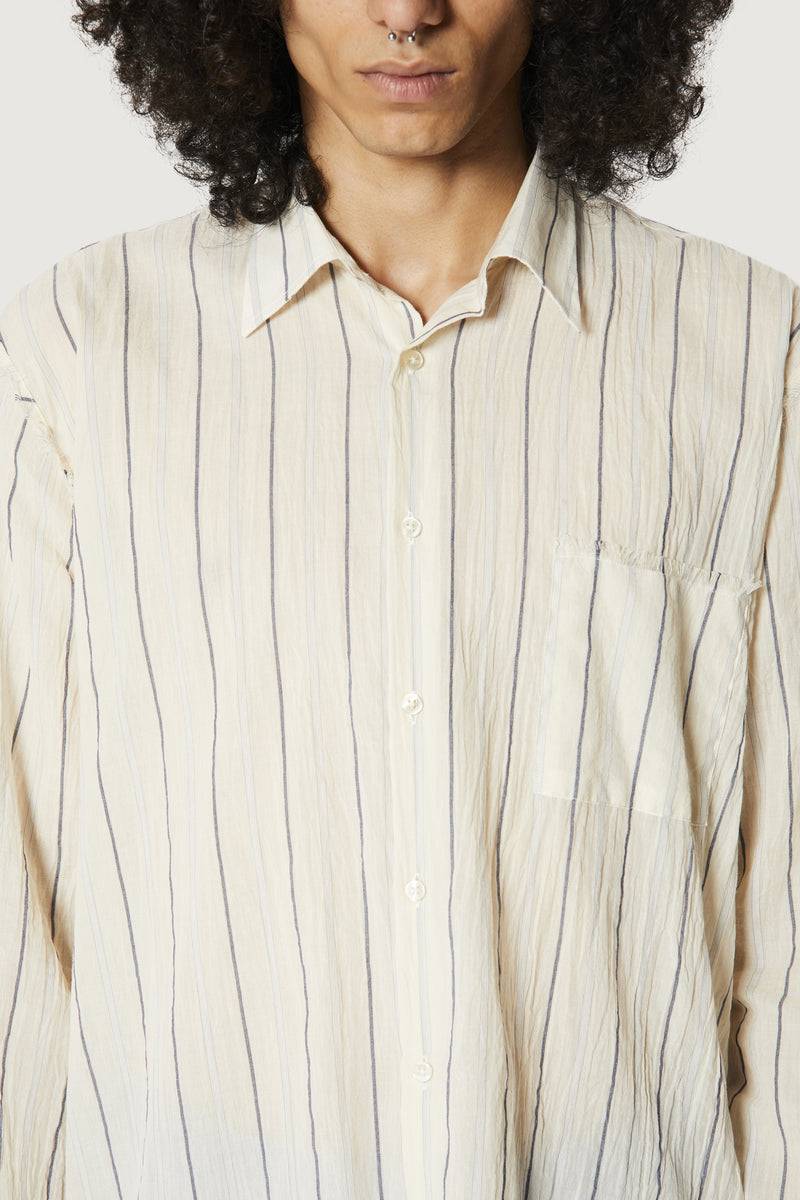 Paura ERZIN OVERSIZED SHIRT OFF-WHITE WITH STRIPES