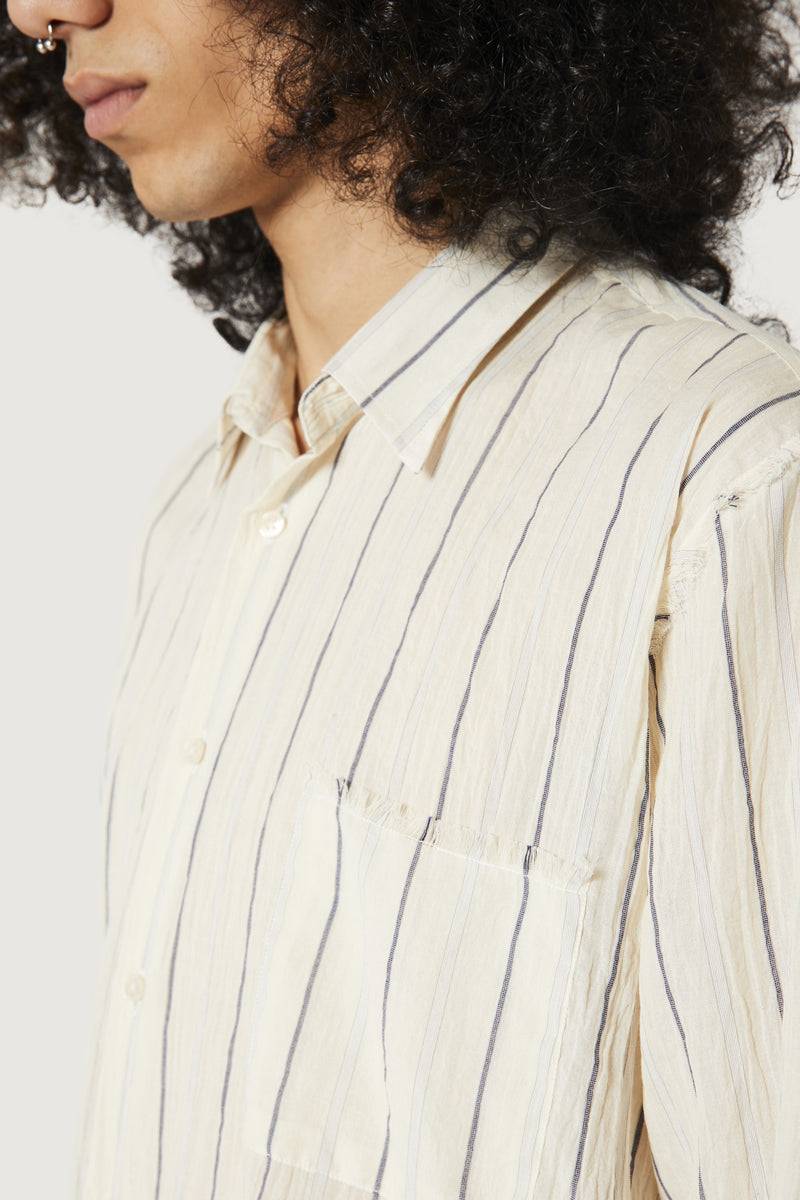 Paura ERZIN OVERSIZED SHIRT OFF-WHITE WITH STRIPES