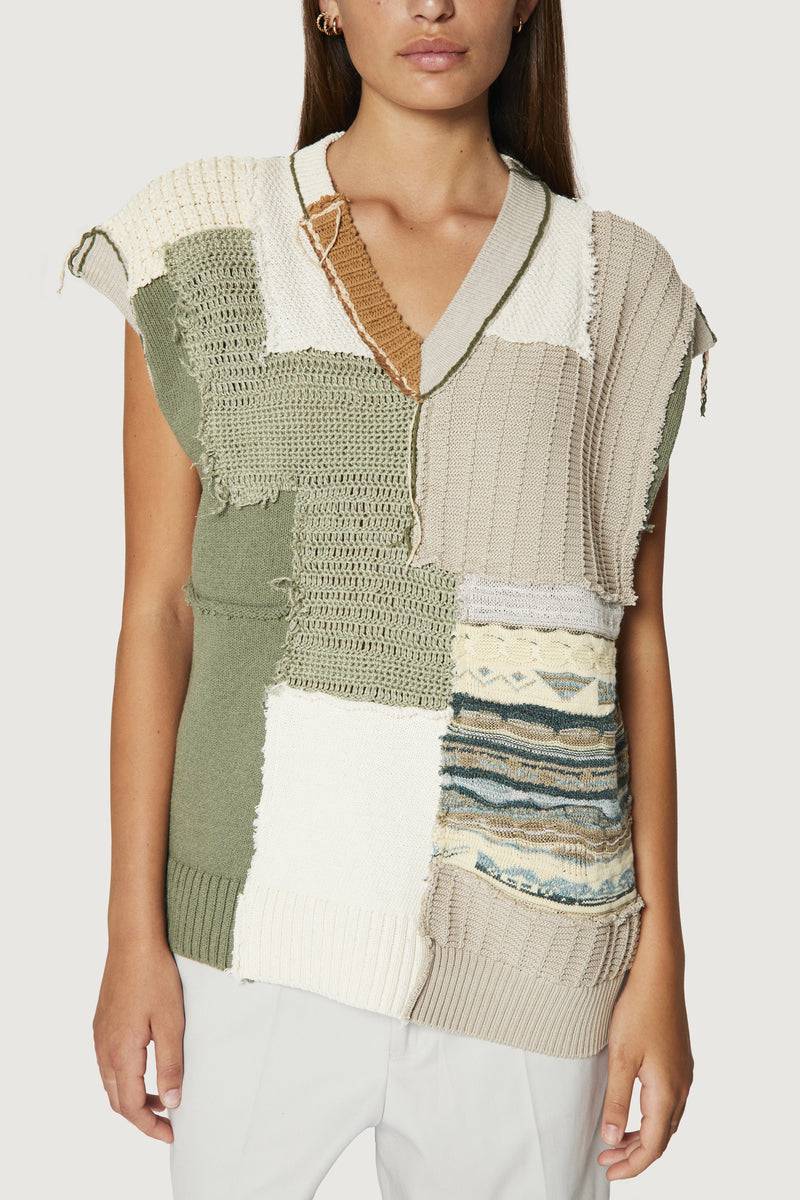 Paura NABIL PATCHWORK VEST MULTICOLOR