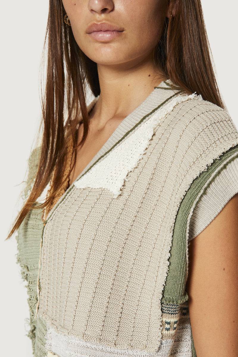 Paura NABIL PATCHWORK VEST MULTICOLOR