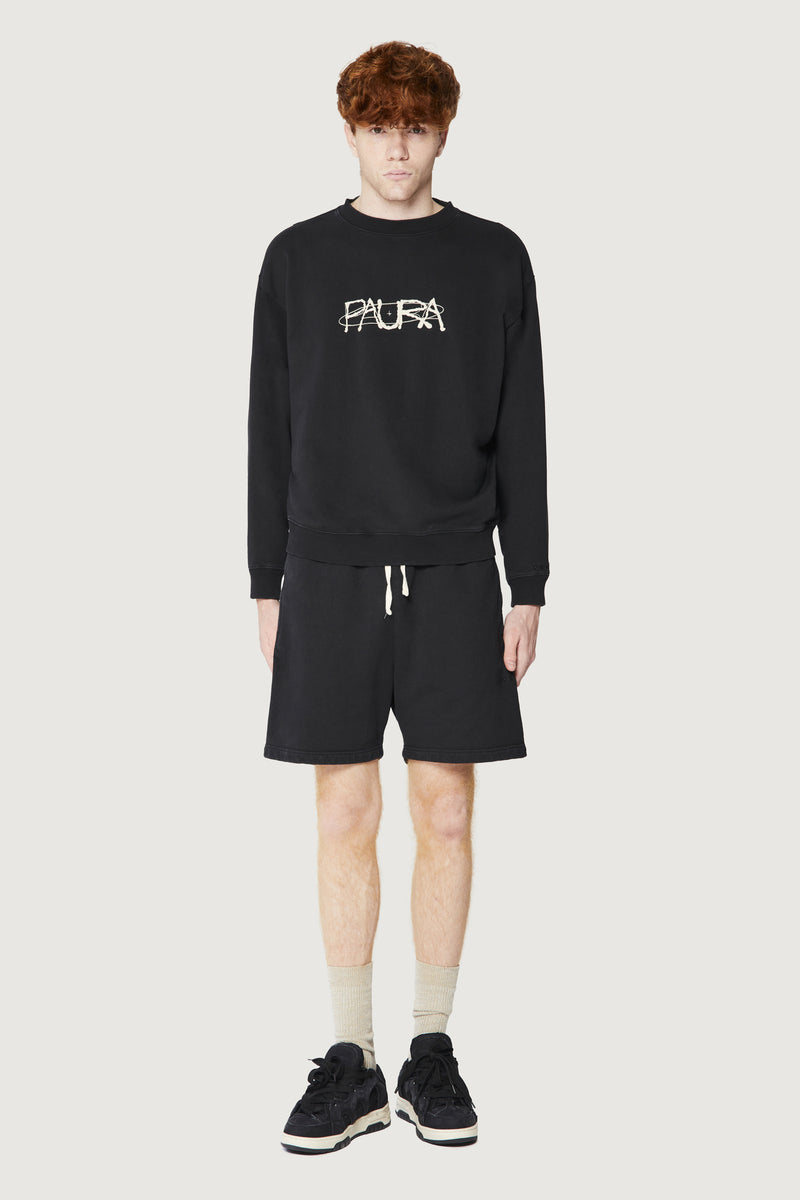 Paura SAMUEL CREWNECK SWEATSHIRT COSMIC LOGO BLACK
