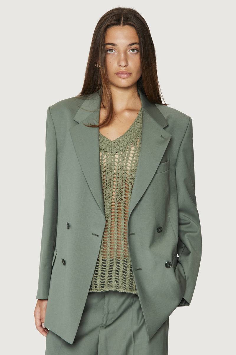 Paura THOM DOUBLEBREASTED SUIT JACKET SAGE