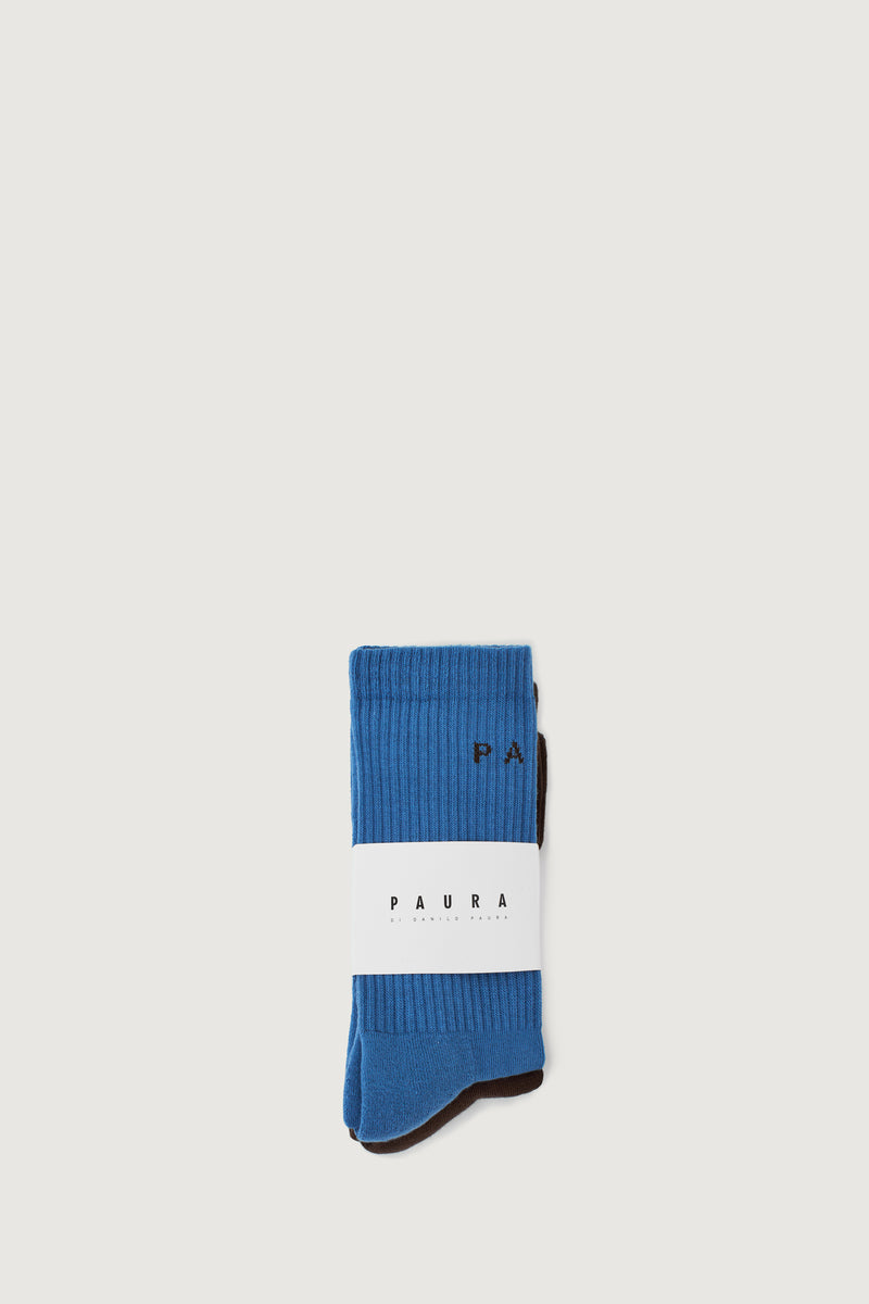 Paura ZEO SOCKS BI-PACK SKY BLUE/ CHOCOLATE
