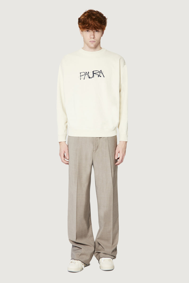 Paura SAMUEL CREWNECK SWEATSHIRT COSMIC LOGO OFF-WHITE