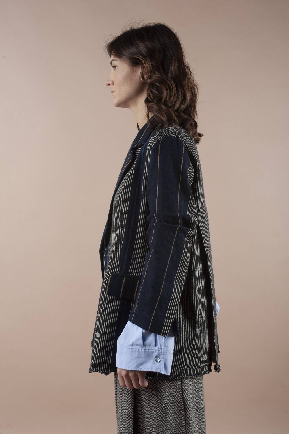 Pdr Phisique Du Role PHISIQUE DU ROLE JACKET IN WOOL/LINEN BARRE’ WITH IRREGULAR STRIPES